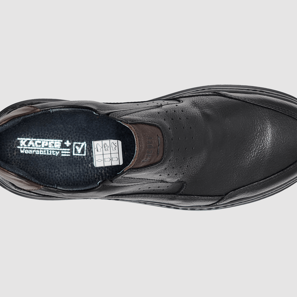 
                  
                    Men's Casual Slip-On Leather Shoes - Black - Kacper Global Shoes 
                  
                