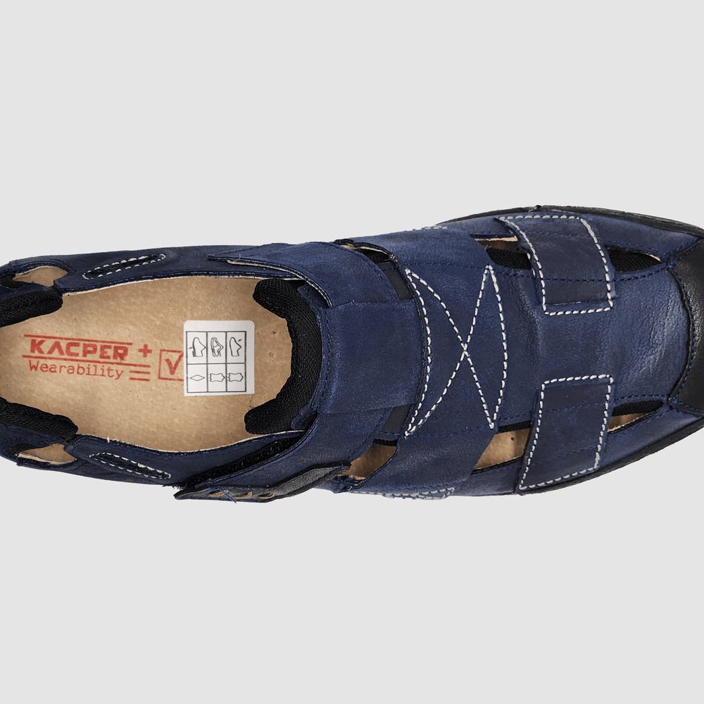 
                  
                    Men's Leather Sandals - Blue - Kacper Global Shoes 
                  
                