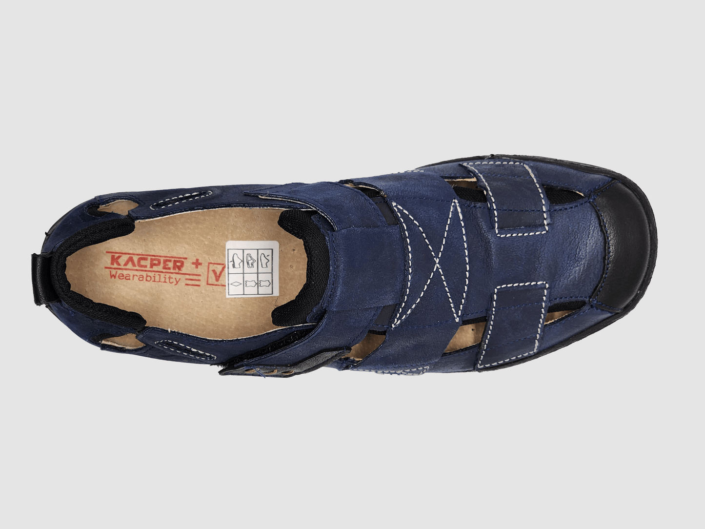 
                  
                    Men's Leather Sandals - Blue - Kacper Global Shoes 
                  
                