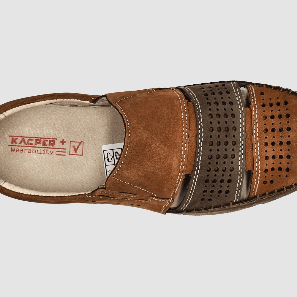 
                  
                    Men's Vacation Leather Sandals - Dark Brown - Kacper Global Shoes 
                  
                