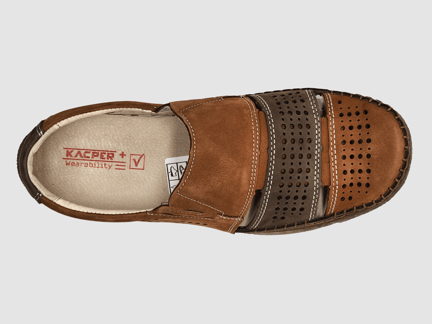 
                  
                    Men's Vacation Leather Sandals - Dark Brown - Kacper Global Shoes 
                  
                