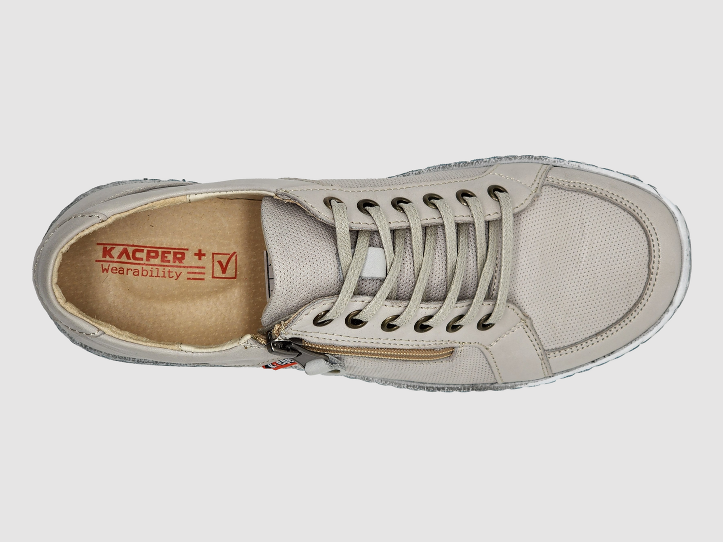 
                  
                    Women's Everyday Zip-Up Leather Shoes - Beige - Kacper Global Shoes 
                  
                