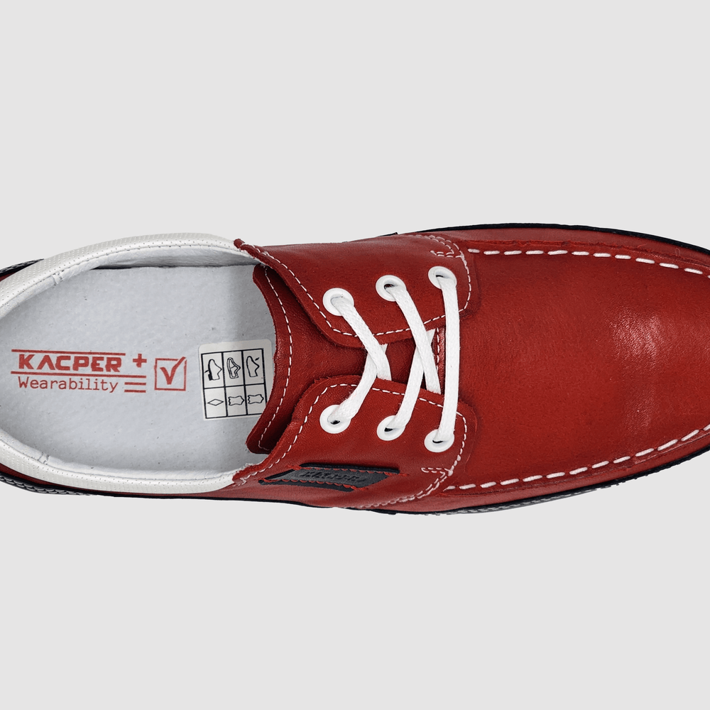 
                  
                    Men's Dockside Leather Boat Shoes - Red - Kacper Global Shoes 
                  
                