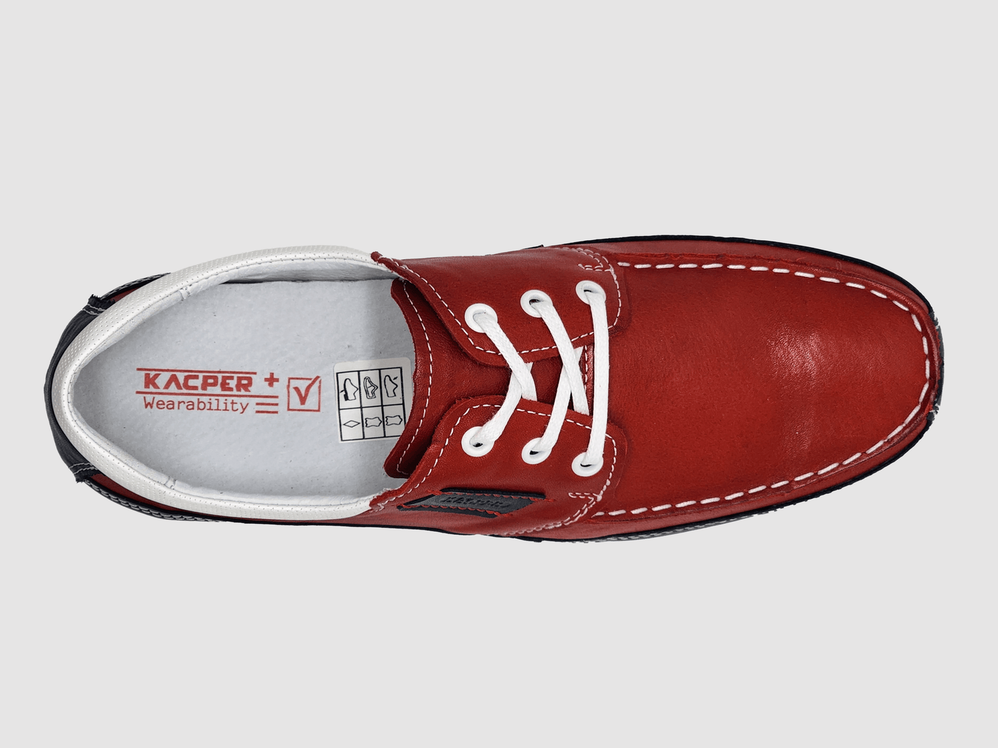 
                  
                    Men's Dockside Leather Boat Shoes - Red - Kacper Global Shoes 
                  
                