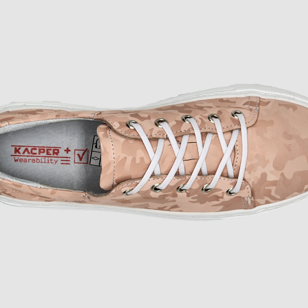 
                  
                    Women's Classic Camo Leather Sneakers - Pink - Kacper Global Shoes 
                  
                