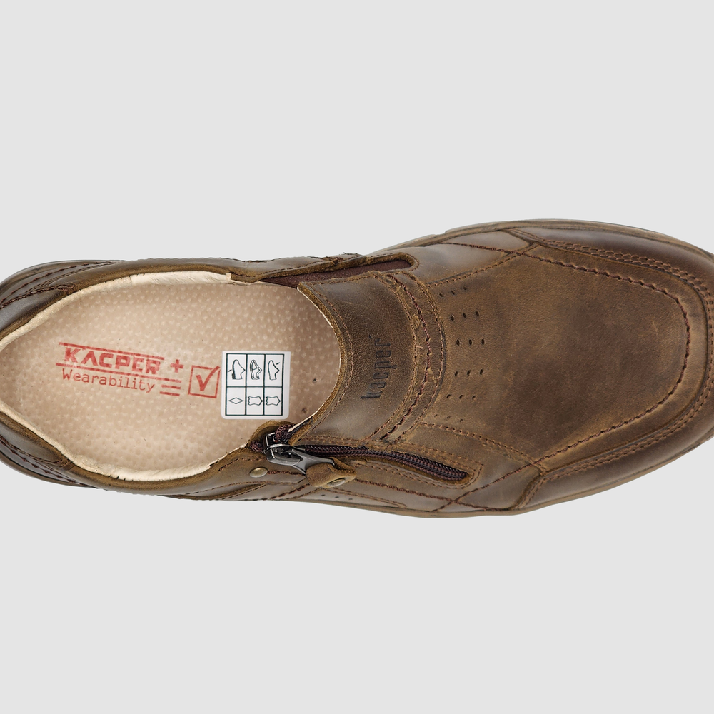 
                  
                    Men's Everyday Zip-Up Slip-On Leather Shoes -  Brown
                  
                