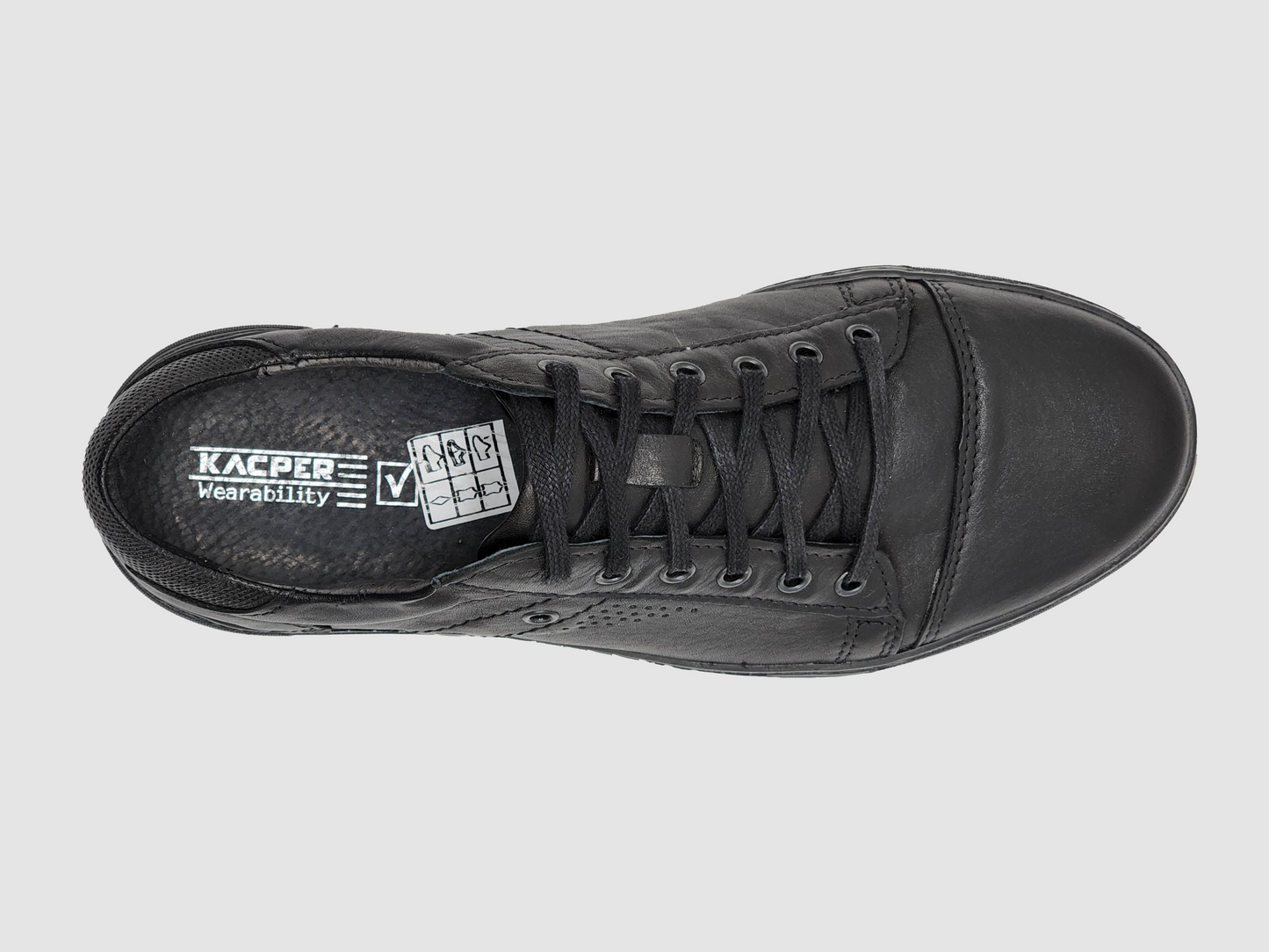 
                  
                    Men's Classic Leather Sneakers - Black - Kacper Global Shoes 
                  
                