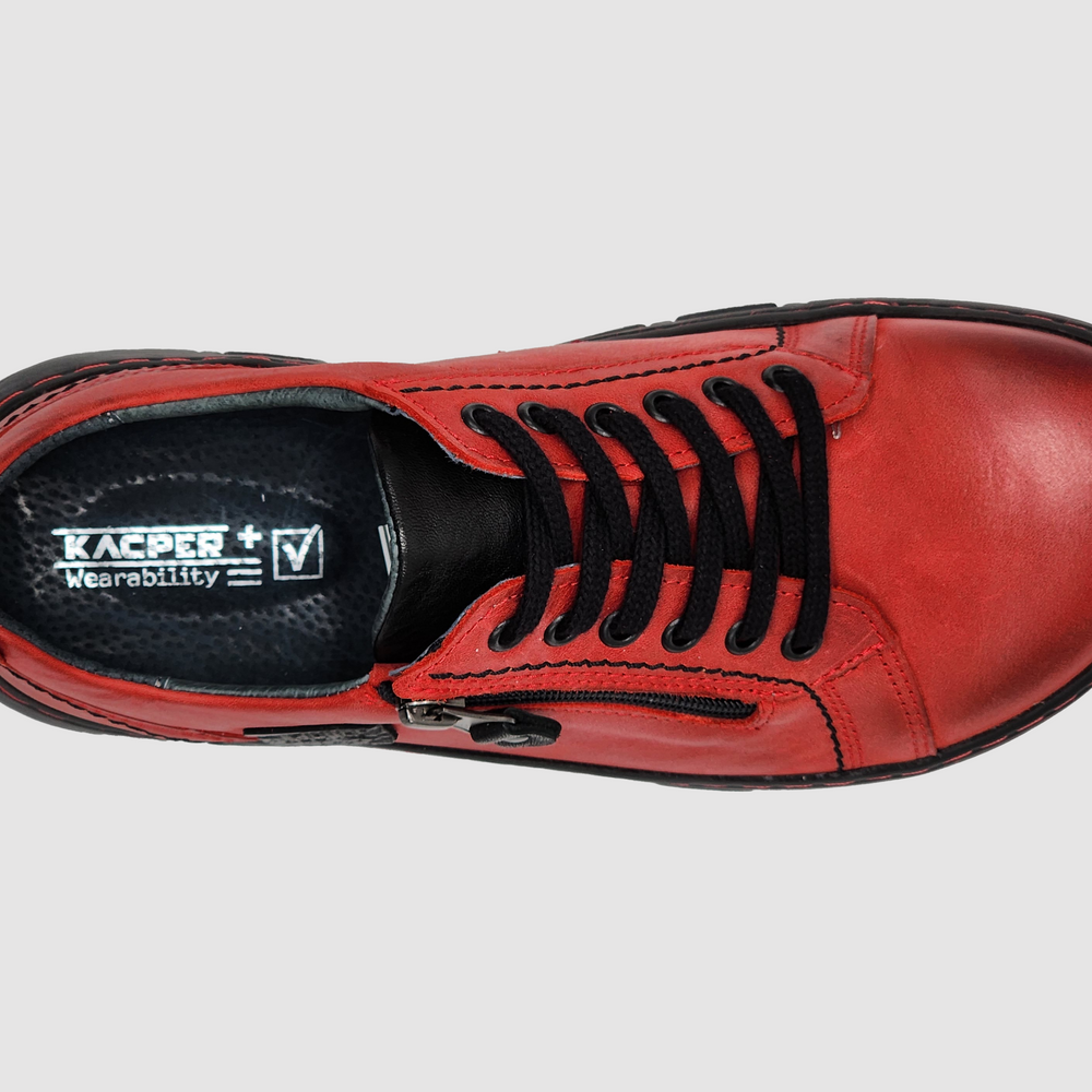 
                  
                    Women's Original Zip-Up Leather Shoes - Red - Kacper Global Shoes 
                  
                