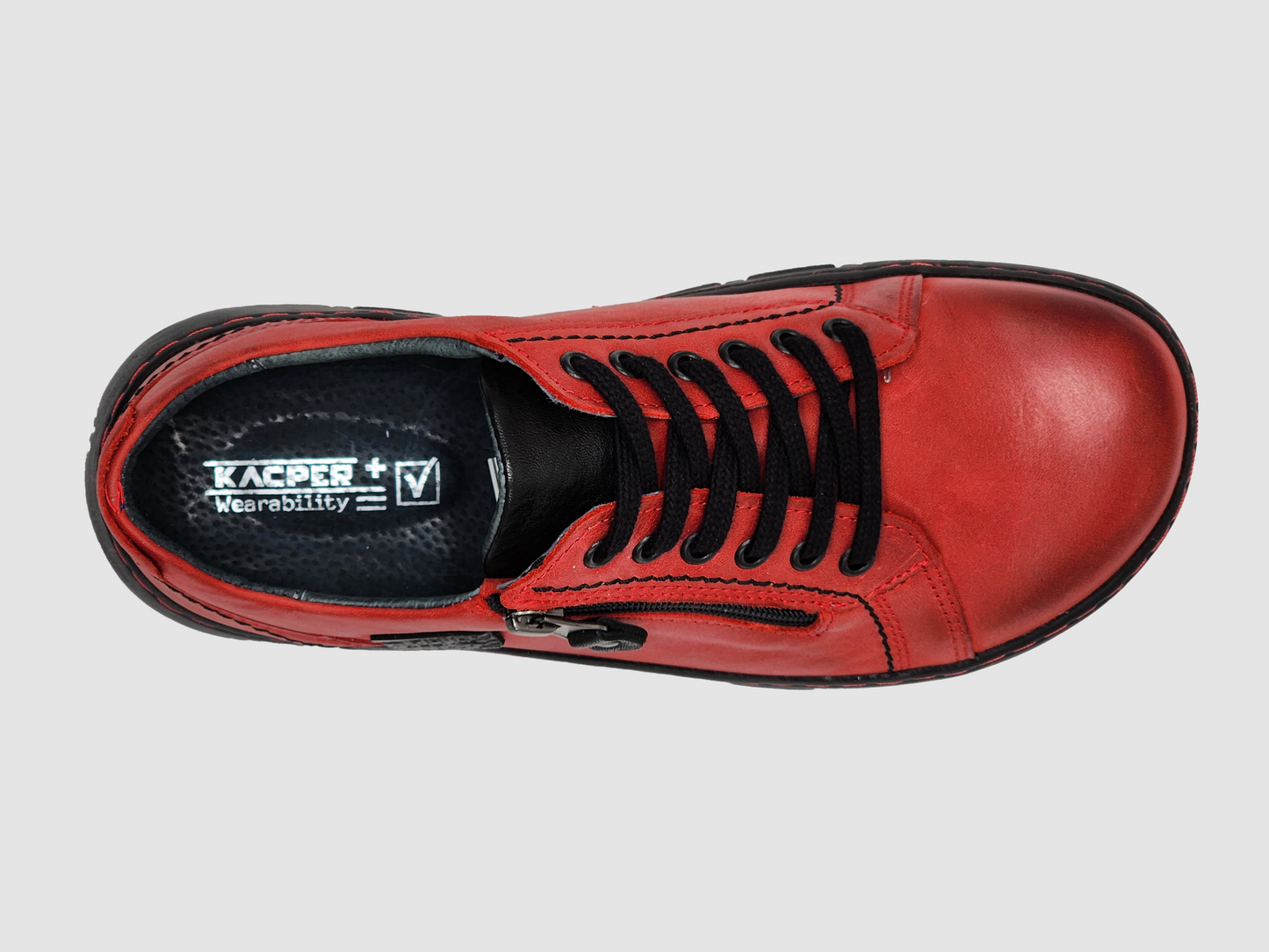 
                  
                    Women's Original Zip-Up Leather Shoes - Red - Kacper Global Shoes 
                  
                