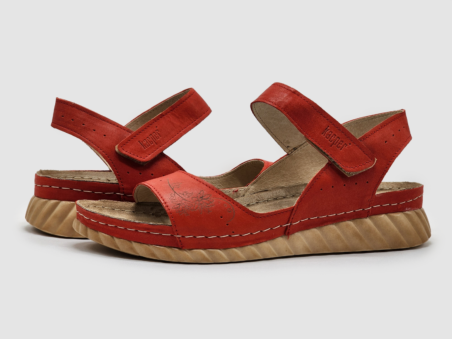 
                  
                    Women's Leather Sandals - Red - Kacper Global Shoes 
                  
                