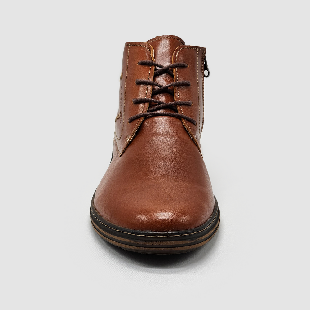 
                  
                    Men's Modern Wool-Lined Zip-Up Leather Boots - Brown - Kacper Global Shoes 
                  
                