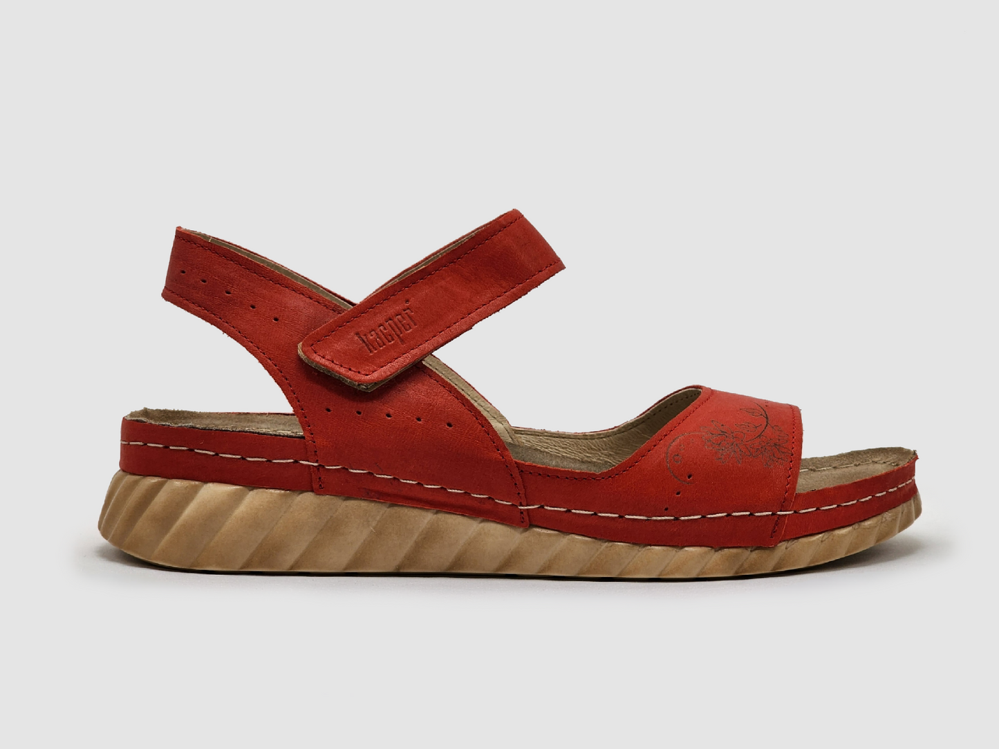 Women's Leather Sandals - Red - Kacper Global Shoes 