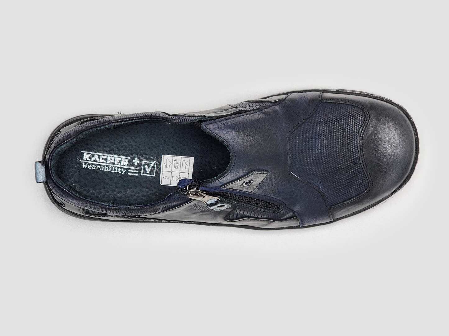 
                  
                    Men's Everyday Slip-On Leather Shoes - Black/Navy - Kacper Global Shoes 
                  
                