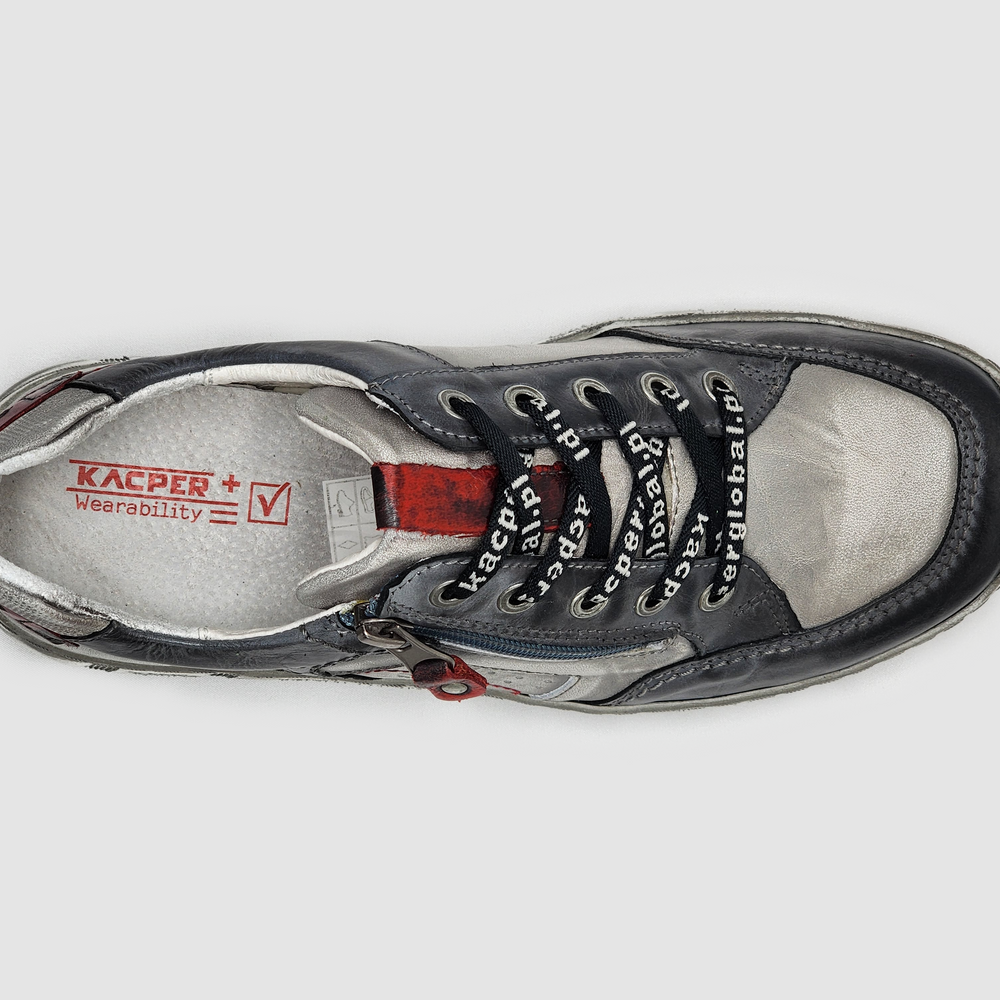 
                  
                    Men's Comfort Zip-Up Leather Shoes - Grey - Kacper Global Shoes 
                  
                