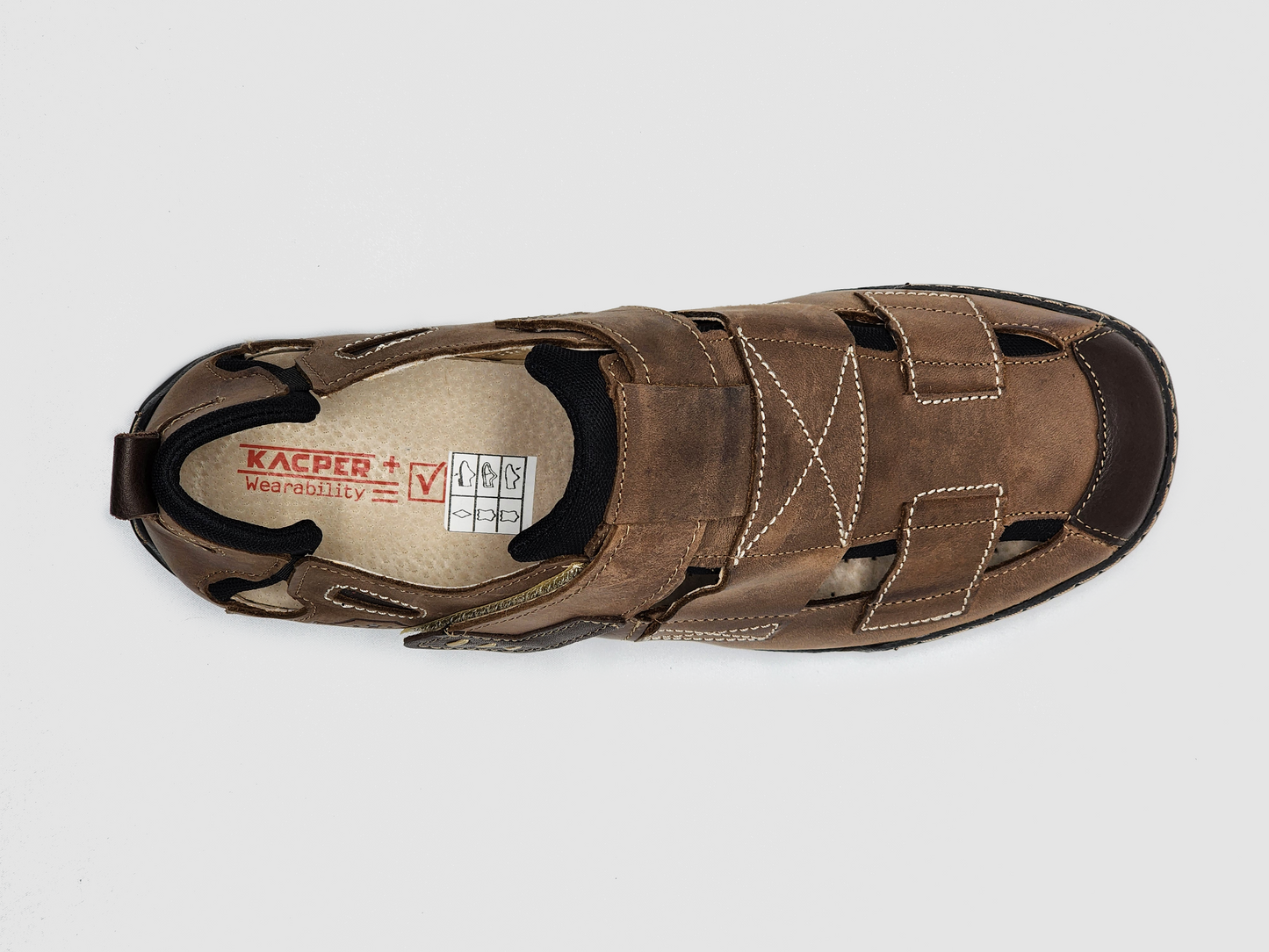 
                  
                    Men's Leather Sandals - Brown - Kacper Global Shoes 
                  
                