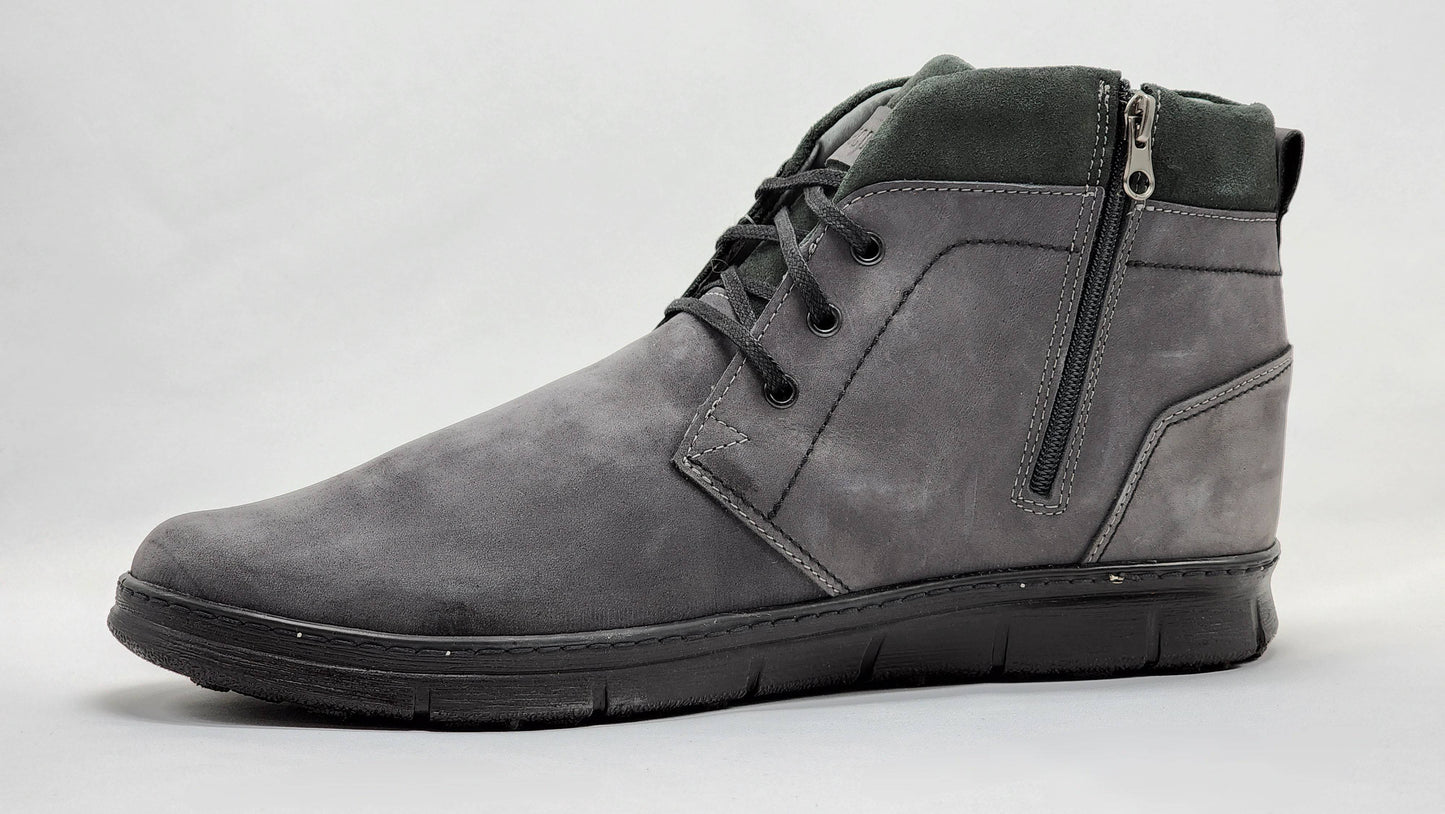 [Men's Everyday Thick Wool-Lined Zip-Up Nubuck Leather Boots] - Kacper Global Shoes 